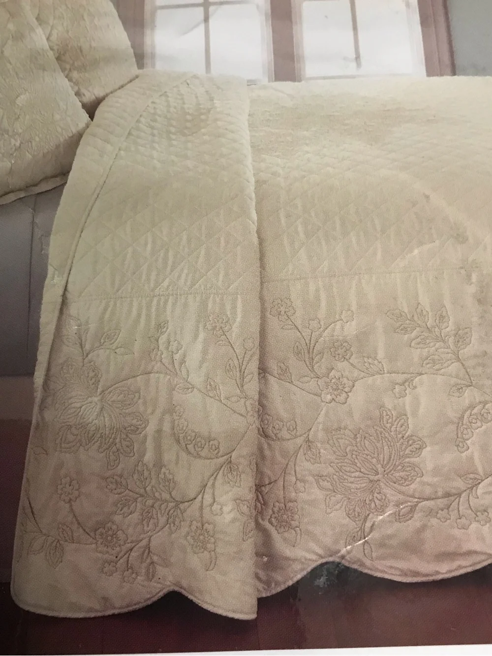 Martha Stewart Pressed Flowers Bedspread & 2 Pillow Covers in Cream Queen